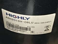 Compresor AC 18000 BTU   Highly   ASH201SV-C8LU